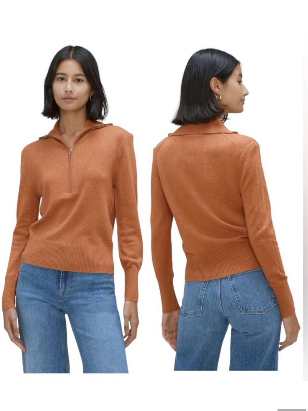 Everlane - The Lux Ribbed Half-Zip Wool/Yak Hair Sweater in Camel - size M